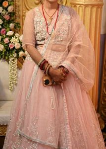 Embellished bridal engagement pink crop top Set