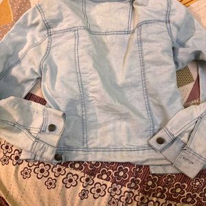Y2K Denim Jacket with Striped Sleeves