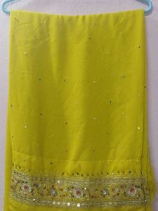 Lime Green Embellished Saree with blouse& paticoat