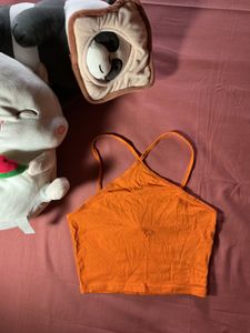 H&amp;M Orange Cropped Tank Top