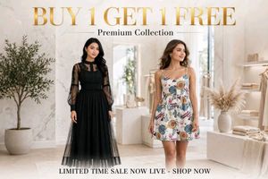 Elegant Black Lace Dress & Tropical Mini Dres