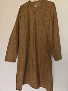 Men's Brown Checked Kurta