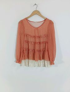Coral Printed Casual Top (Women)