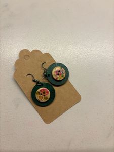 Handmade Charming Floral Button Earrings