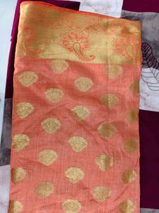 Elegant mustard Saree with Gold Motifs