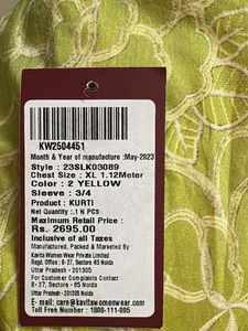 Yellow Embroidered Kurta