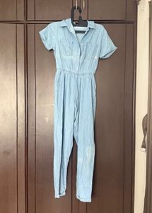Light Blue Collared Jumpsuit