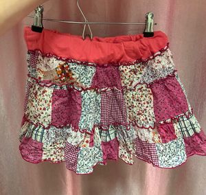 Pink Patchwork Y2K Mini Skirt