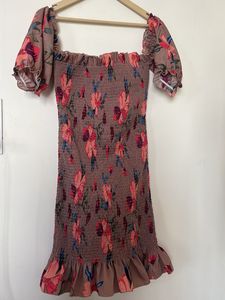 Smocked Floral Puff Sleeve Dress