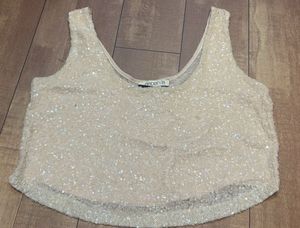 sequin peach crop top