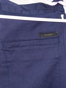 Derby Navy Blue Semi Formal Men's Trousers