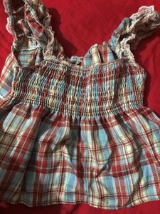 Cute Plaid Off-Shoulder Top