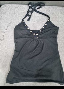 Y2K Black Halter Neck Top