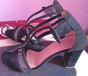 Black Heels with Clear Straps