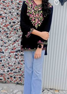 Embroidered Black Kurta