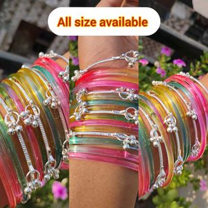 Colorful Bangle Set with Silver Charms