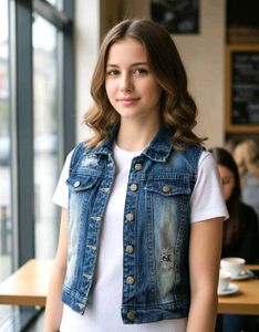 New Denim Stylish girl half sleeve jacket xl fix p