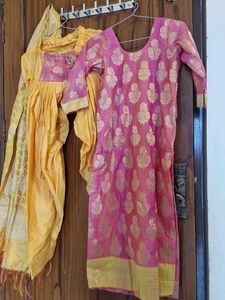 Elegant Pink & Yellow Kurta Set