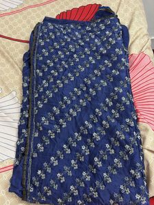 Elegant Blue Silk Saree with Embellishments