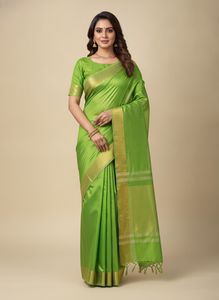 Vibrant Green Silk Saree