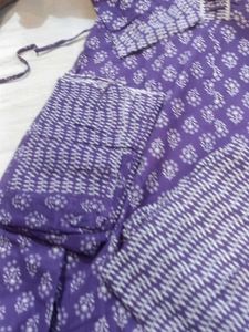 Purple Block Print Kurta Set