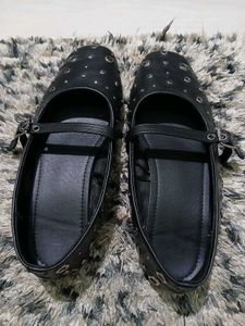 LUNA Blu Black Studded Ballerina