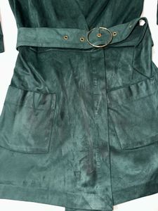 Stylish Green Suede Wrap Dress
