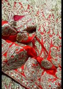 New Bridal Red Peach Lehenga With Dupatta