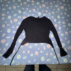 Black Long Sleeve Asymmetrical Top