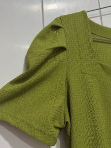 Olive Green Puff Sleeve Top