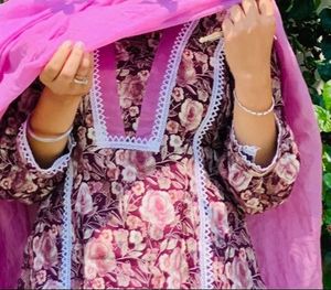 Elegant Floral Kurta Set with Dupatta