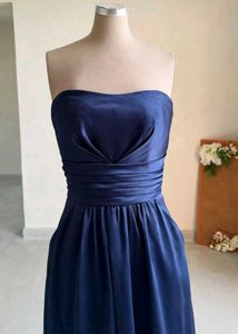 Elegant Navy Blue Strapless Gown ❤️