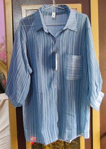Light Blue Striped Button-Up Shirt