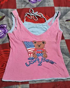 Pink "USA Bear" Graphic Tank Top