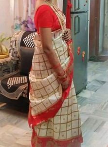 Beautiful White Red Saree