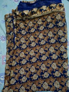 Elegant Navy Floral Saree