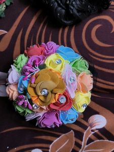 Floral Hair Clip with Rhinestones