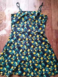 🍋 Cute Lemon Print Strappy Short Dress