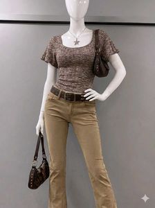 Y2K Inspired Brown Knit Top