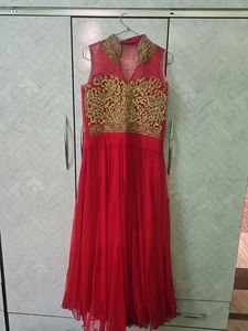 Stunning Red Embroidered Ethnic Gown