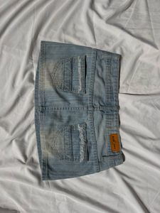 Distressed Denim Mini Skirt