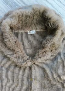 Faux Fur Trim Cardigan
