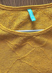 Yellow Textured Casual Top