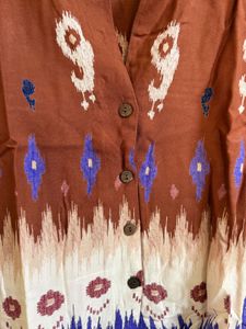 Boho Print Button-Up Shirt
