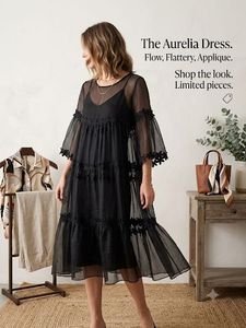 Elegant Black Sheer Tiered Dress
