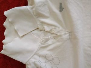 Men's White Print Polo T-Shirt