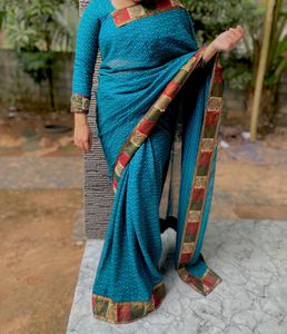 Elegant Blue Printed Saree