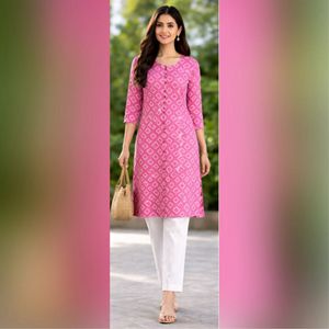 Vibrant Pink Printed Kurta