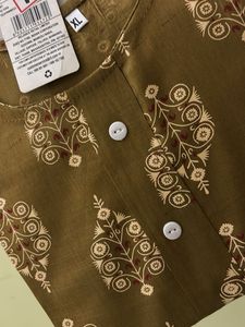 Olive Green Printed Kurta