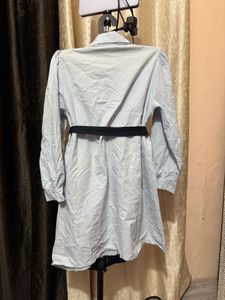 Stylish Two-Tone Shirt Dress with Belt